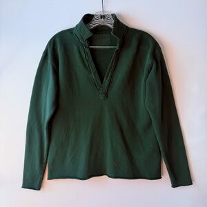 NWOT FRANK &‎ EILEEN Hunter Green Triple Fleece Patrick Popover Henley XS $238